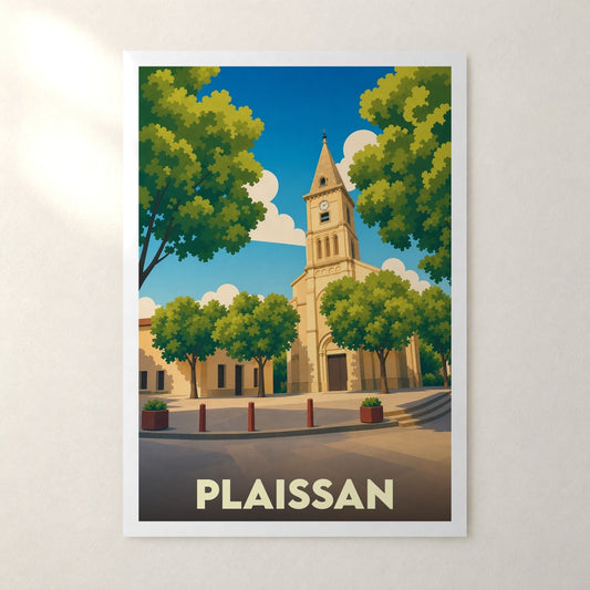 Affiche Plaissan – sans cadre, accrochée au mur