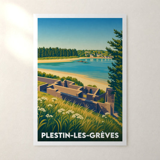 Affiche Plestin-les-Grèves – sans cadre, accrochée au mur