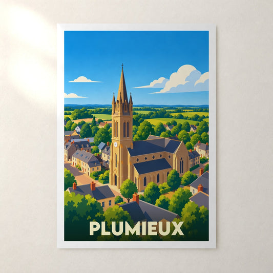 Affiche Plumieux – sans cadre, accrochée au mur