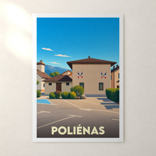 Affiche Poliénas – sans cadre, accrochée au mur