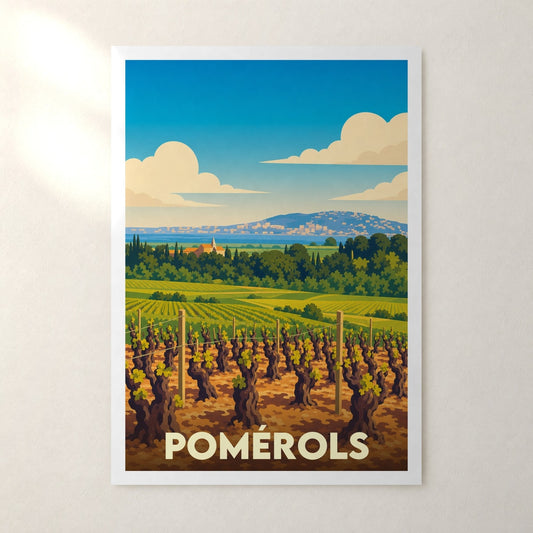 Affiche Pomérols – sans cadre, accrochée au mur
