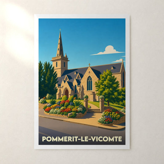 Affiche Pommerit-le-Vicomte – sans cadre, accrochée au mur