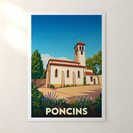 Affiche Poncins – sans cadre, accrochée au mur