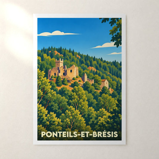 Affiche Ponteils-et-Brésis – sans cadre, accrochée au mur