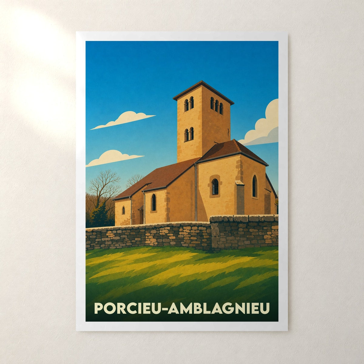Affiche Porcieu-Amblagnieu – sans cadre, accrochée au mur