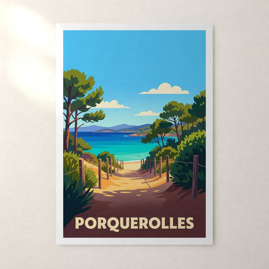 Affiche Porquerolles – sans cadre, accrochée au mur