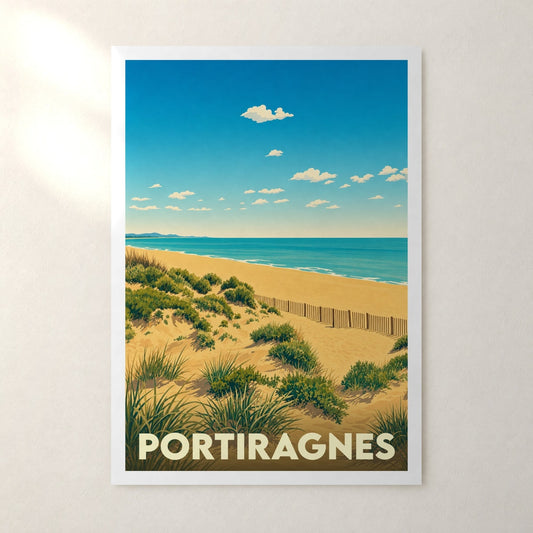 Affiche Portiragnes – sans cadre, accrochée au mur