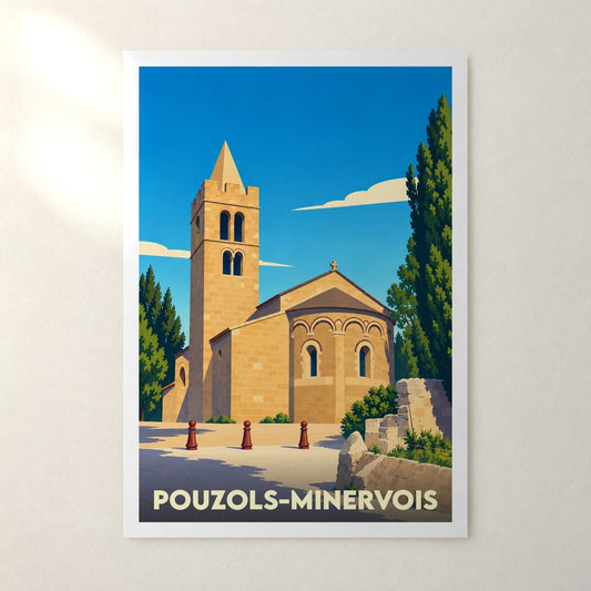 Affiche Pouzols-Minervois – sans cadre, accrochée au mur
