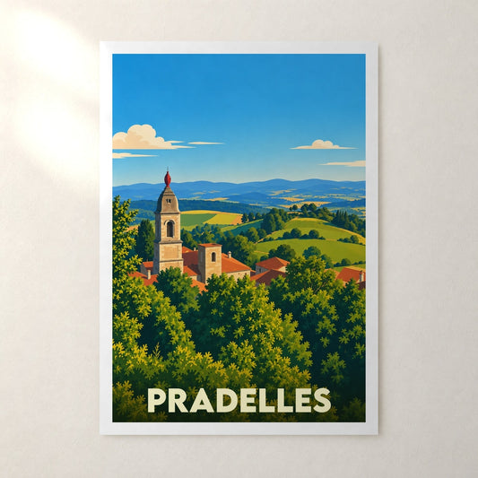 Affiche Pradelles (Haute-Loire) – sans cadre, accrochée au mur