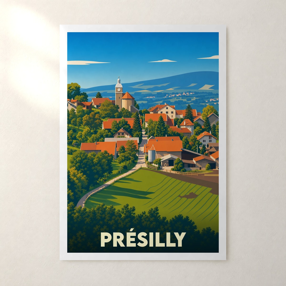 Affiche Présilly – sans cadre, accrochée au mur