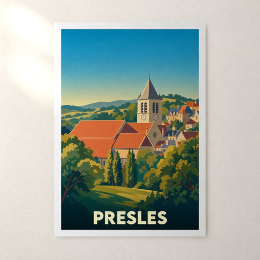 Affiche Presles – sans cadre, accrochée au mur