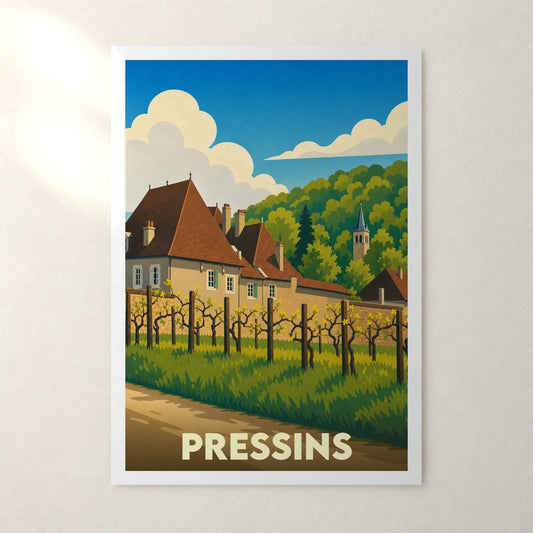 Affiche Pressins – sans cadre, accrochée au mur