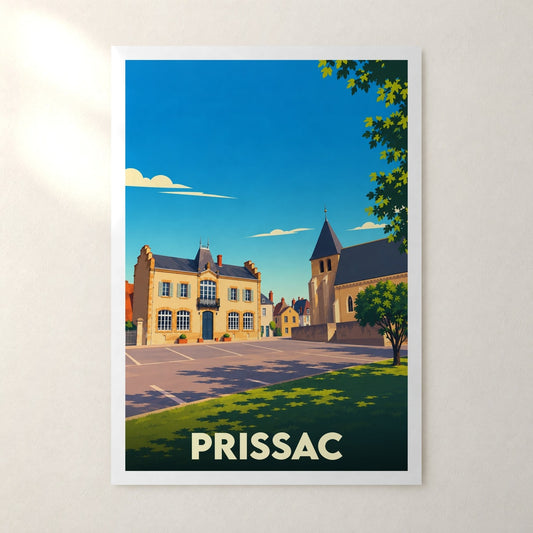 Affiche Prissac – sans cadre, accrochée au mur