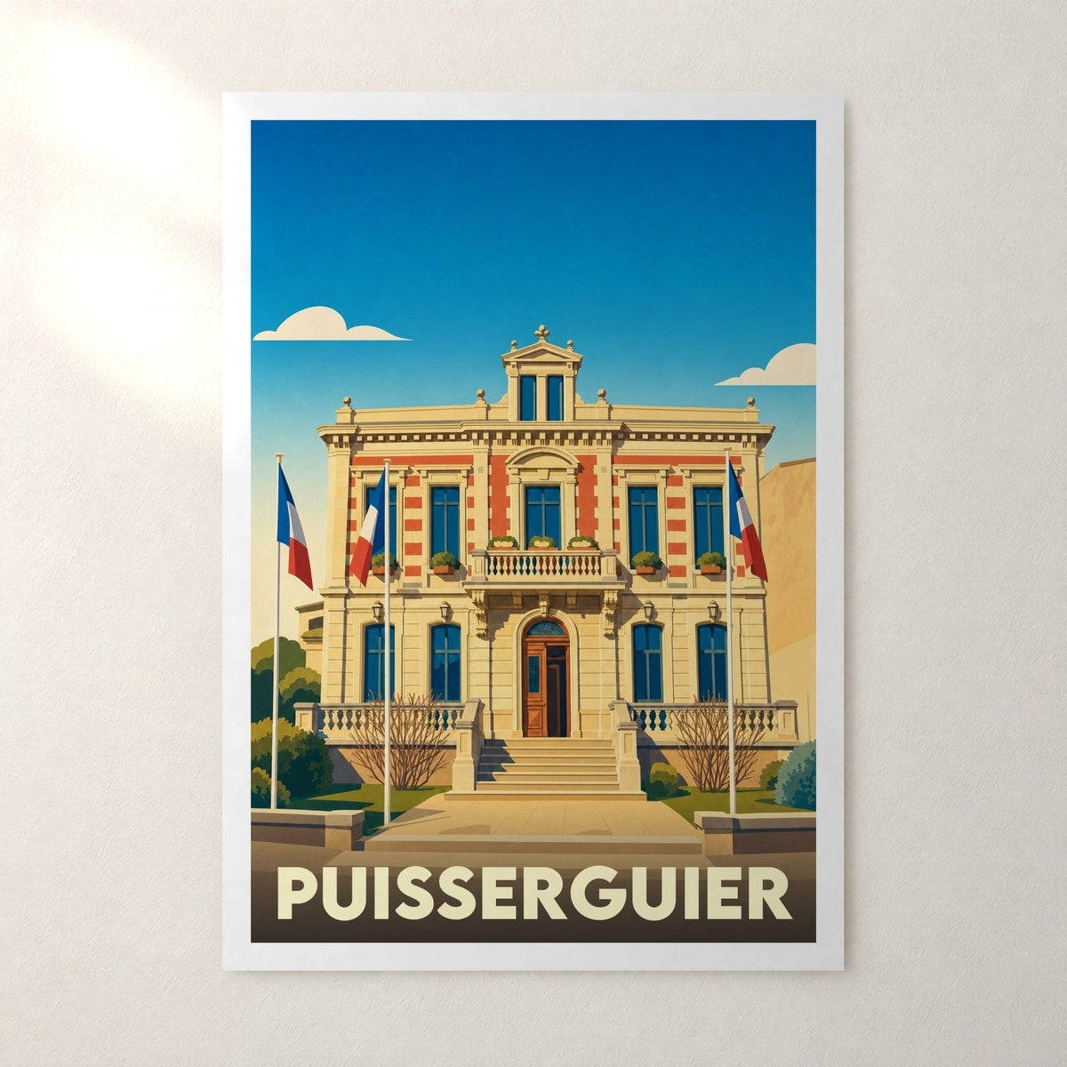 Affiche Puisserguier – sans cadre, accrochée au mur