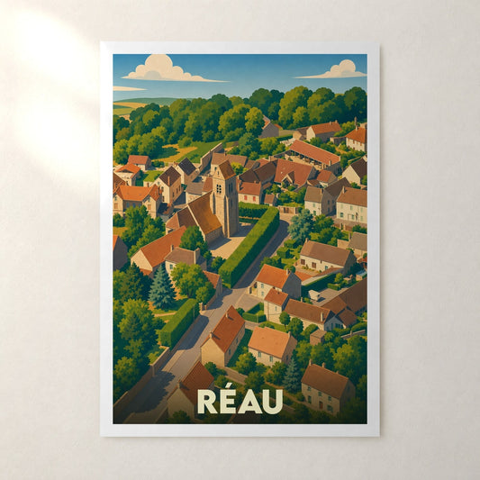 Affiche Réau – sans cadre, accrochée au mur