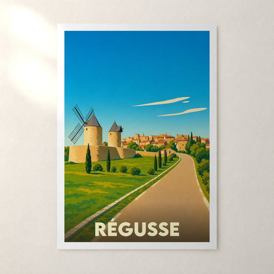 Affiche Régusse – sans cadre, accrochée au mur