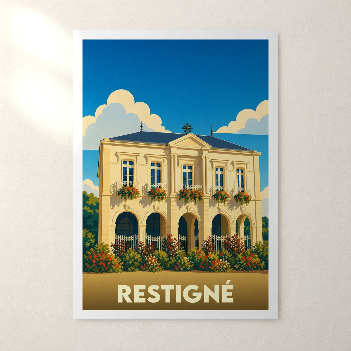 Affiche Restigné – sans cadre, accrochée au mur