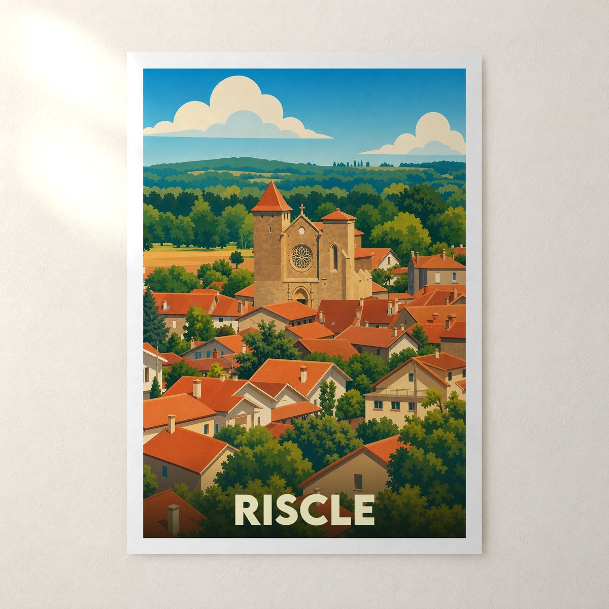 Affiche Riscle – sans cadre, accrochée au mur