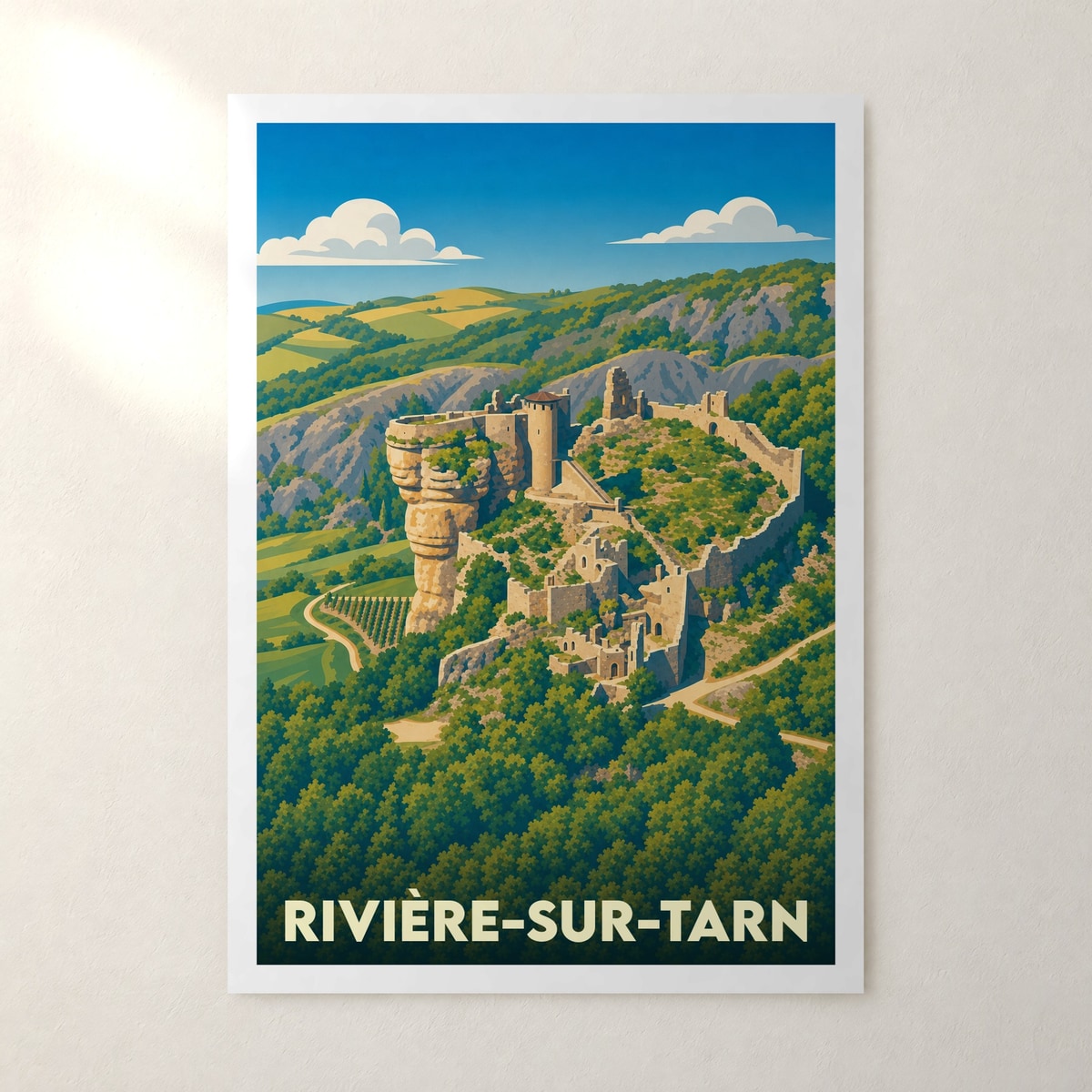 Affiche Rivière-sur-Tarn – sans cadre, accrochée au mur