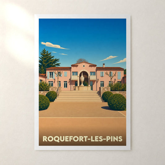 Affiche Roquefort-les-Pins – sans cadre, accrochée au mur