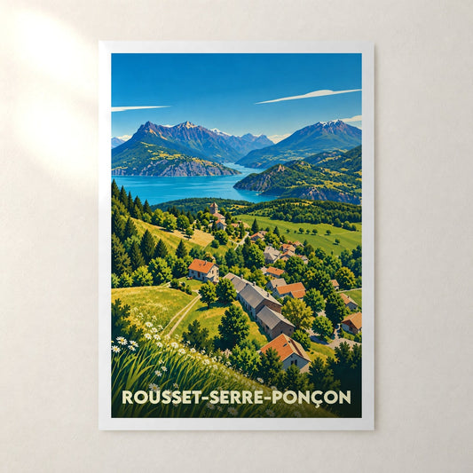 Affiche Rousset-Serre-Ponçon – sans cadre, accrochée au mur