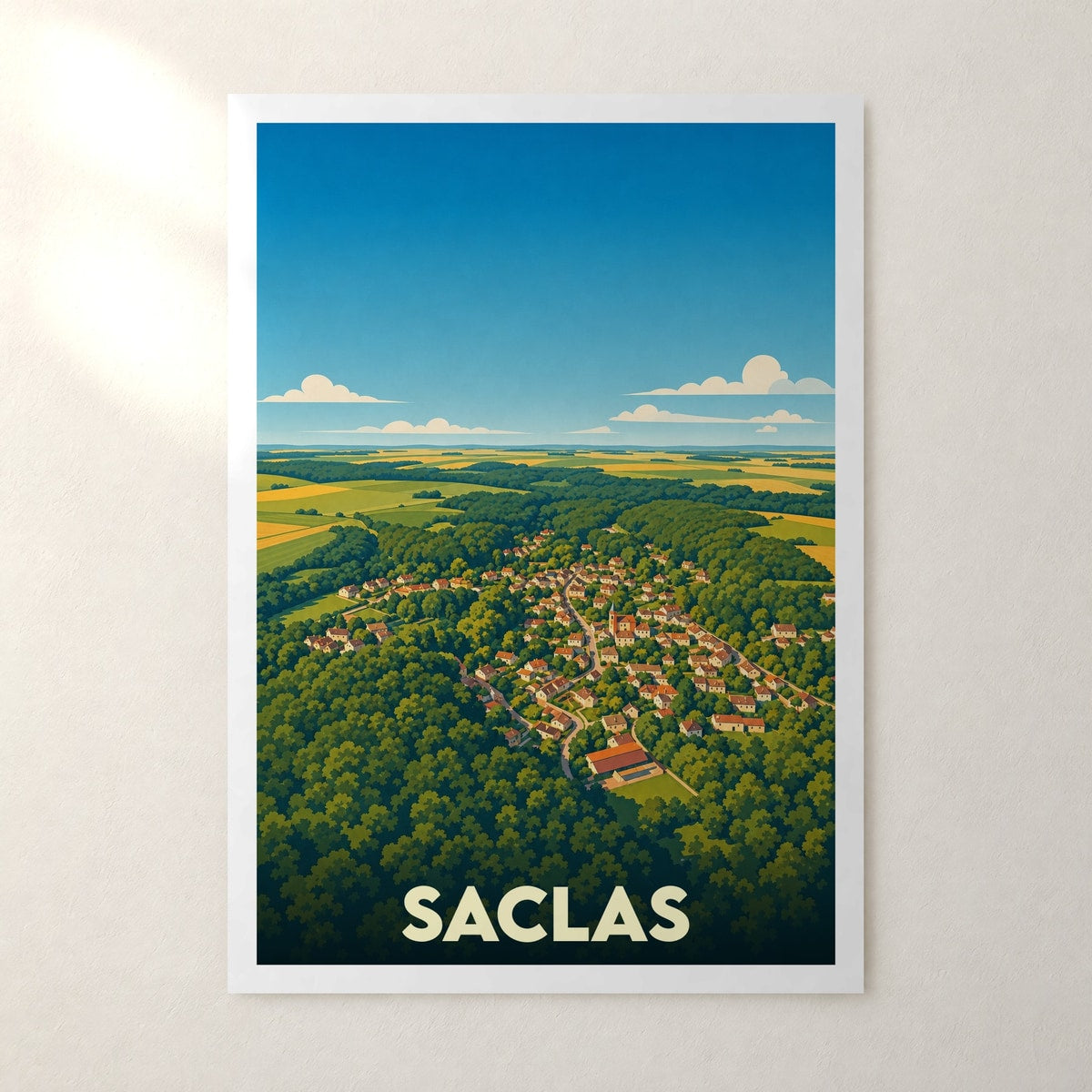 Affiche Saclas – sans cadre, accrochée au mur