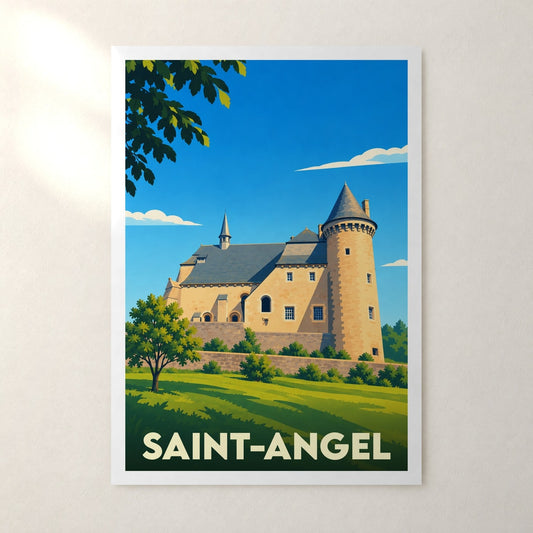 Affiche Saint-Angel (Corrèze) – sans cadre, accrochée au mur