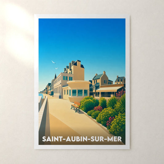 Affiche Saint-Aubin-sur-Mer – sans cadre, accrochée au mur