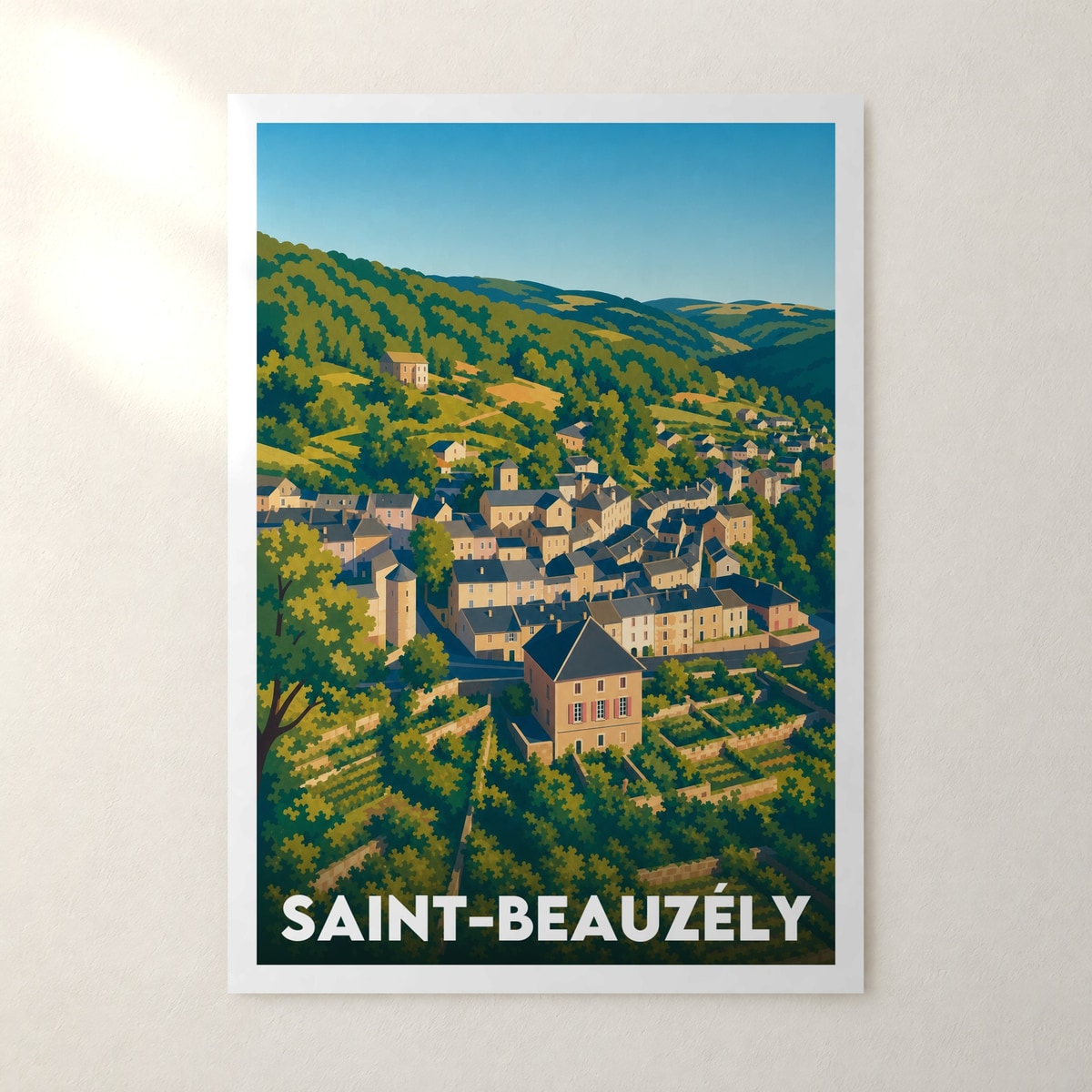 Affiche Saint-Beauzély – sans cadre, accrochée au mur