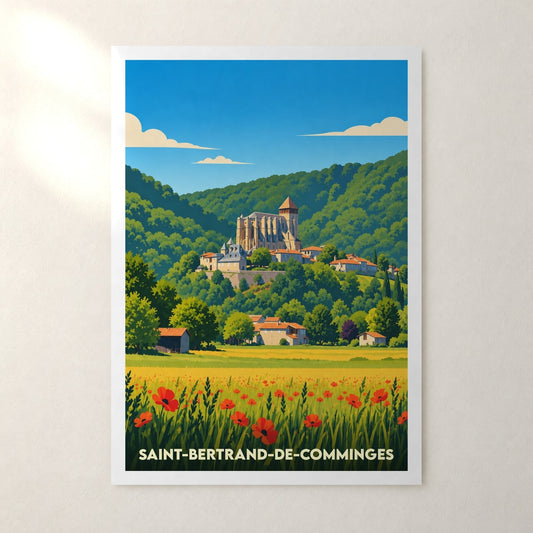 Affiche Saint-Bertrand-de-Comminges – sans cadre, accrochée au mur