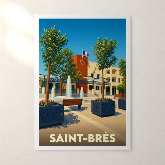 Affiche Saint-Brès – sans cadre, accrochée au mur