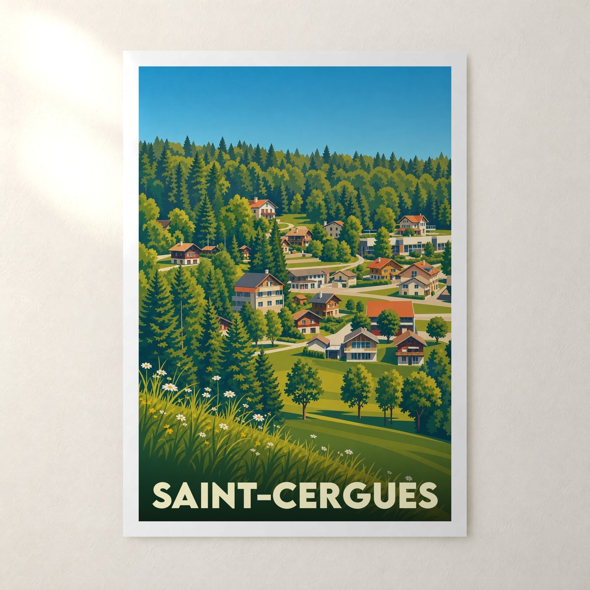 Affiche Saint-Cergues – sans cadre, accrochée au mur