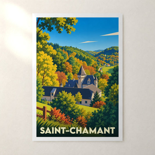 Affiche Saint-Chamant (Corrèze) – sans cadre, accrochée au mur