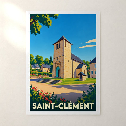 Affiche Saint-Clément (Corrèze) – sans cadre, accrochée au mur