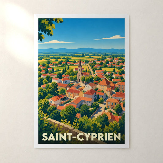 Affiche Saint-Cyprien (Loire) – sans cadre, accrochée au mur