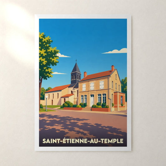 Affiche Saint-Étienne-au-Temple – sans cadre, accrochée au mur
