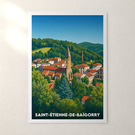 Affiche Saint-Étienne-de-Baïgorry – sans cadre, accrochée au mur