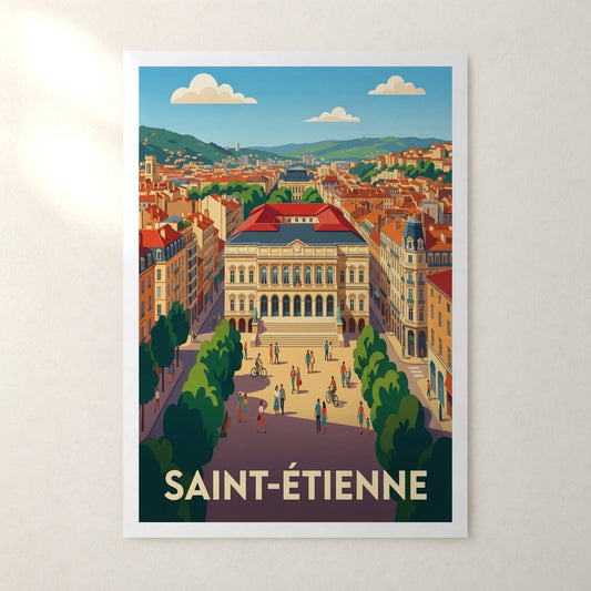 Affiche Saint-Étienne – sans cadre, accrochée au mur