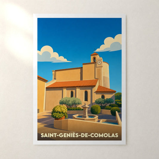 Affiche Saint-Geniès-de-Comolas – sans cadre, accrochée au mur