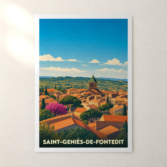 Affiche Saint-Geniès-de-Fontedit – sans cadre, accrochée au mur