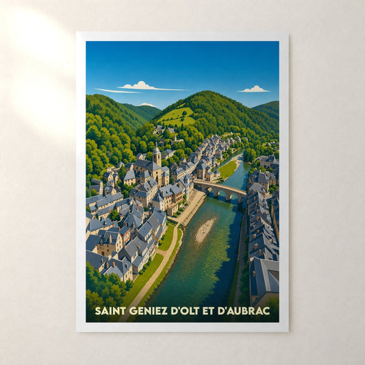 Affiche Saint Geniez d'Olt et d'Aubrac – sans cadre, accrochée au mur
