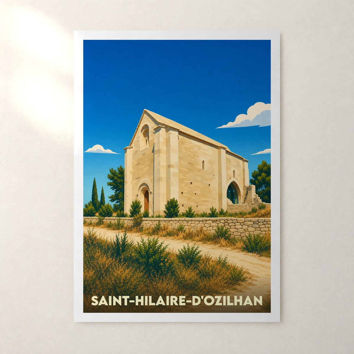 Affiche Saint-Hilaire-d'Ozilhan – sans cadre, accrochée au mur