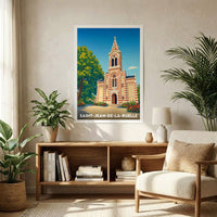Affiche souvenir de la ville de Saint-Jean-de-la-Ruelle avec une illustration stylisée.
