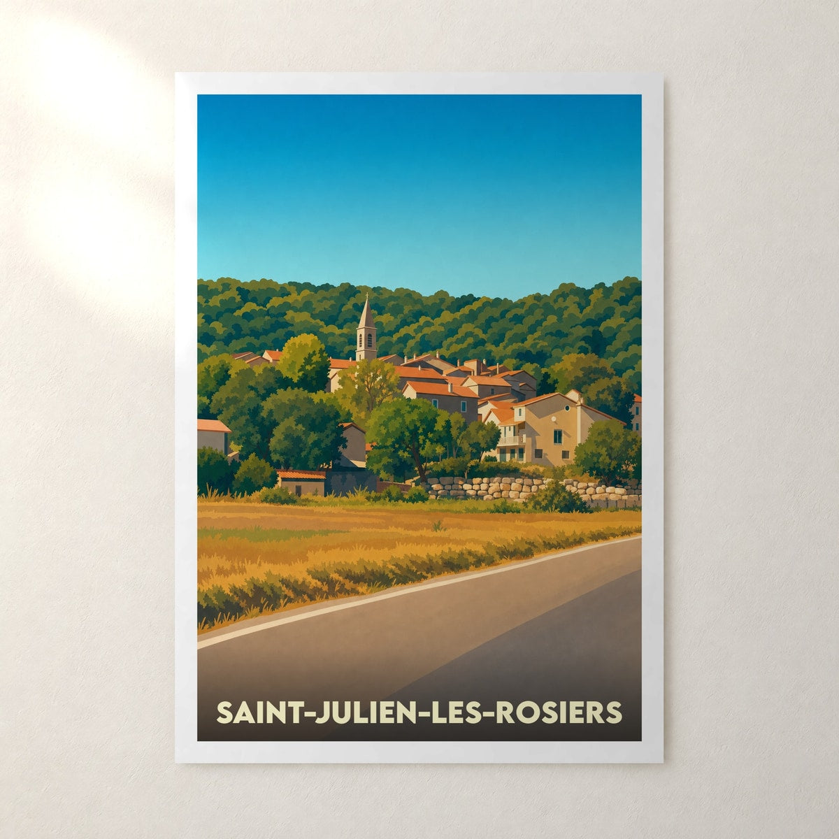 Affiche Saint-Julien-les-Rosiers – sans cadre, accrochée au mur
