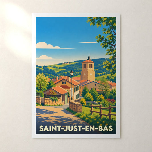 Affiche Saint-Just-en-Bas – sans cadre, accrochée au mur