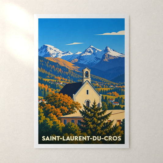 Affiche Saint-Laurent-du-Cros – sans cadre, accrochée au mur