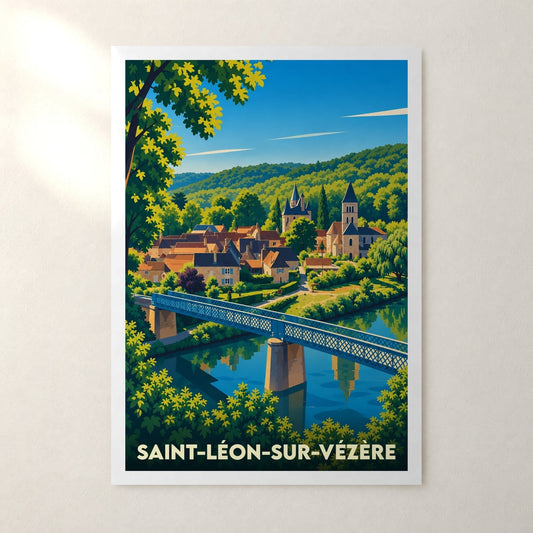 Affiche Saint-Léon-sur-Vézère – sans cadre, accrochée au mur