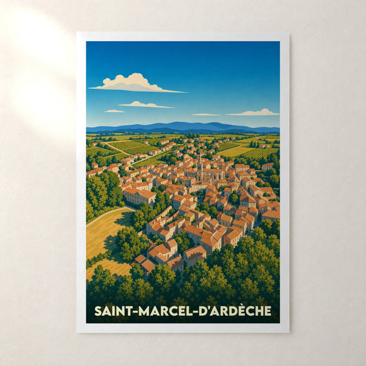 Affiche Saint-Marcel-d'Ardèche – sans cadre, accrochée au mur