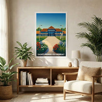Affiche souvenir de la ville de Saint-Pierre-du-Perray avec une illustration stylisée.