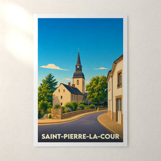 Affiche Saint-Pierre-la-Cour – sans cadre, accrochée au mur